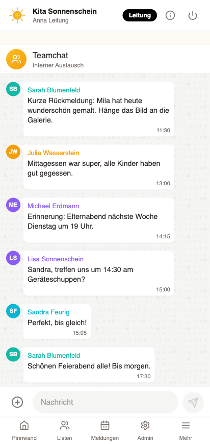 Monte App Gruppenchats für Team und Eltern