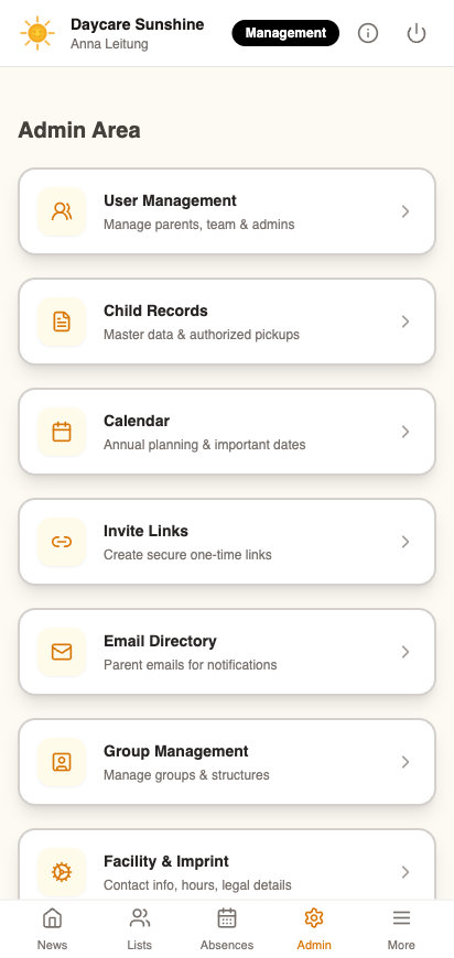 Monte App Admin Area