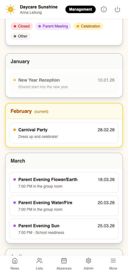 Monte App Calendar with Events