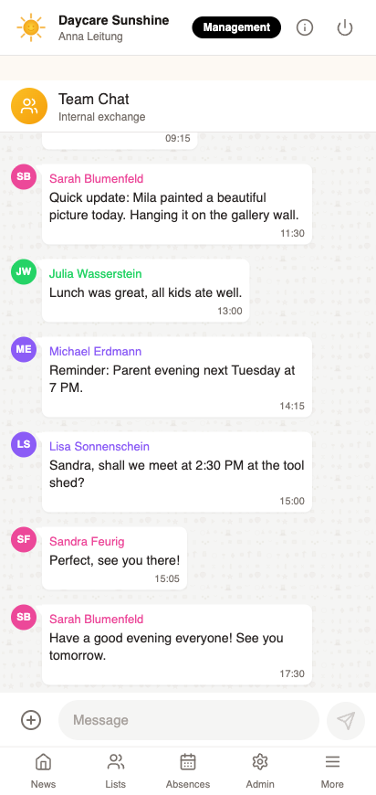 Monte App Group Chats for Team and Parents
